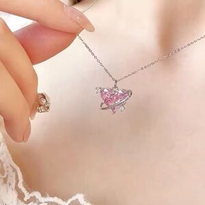 Pink Heart Pendant Necklace